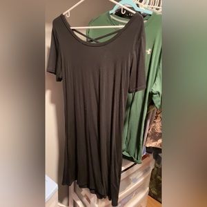 Open Cross Back Black Dress